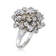 C. 1960 Vintage 2.50 ct. t.w. Diamond Cluster Ring in 14kt White Gold