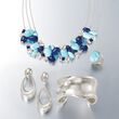 Blue and White Multi-Stone Necklace with 1.00 ct. t.w. Diamonds in Sterling Silver