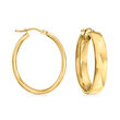 Italian 18kt Yellow Gold Oval Hoop Earrings