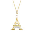 14kt Yellow Gold Eiffel Tower Pendant Necklace with Diamond Accents