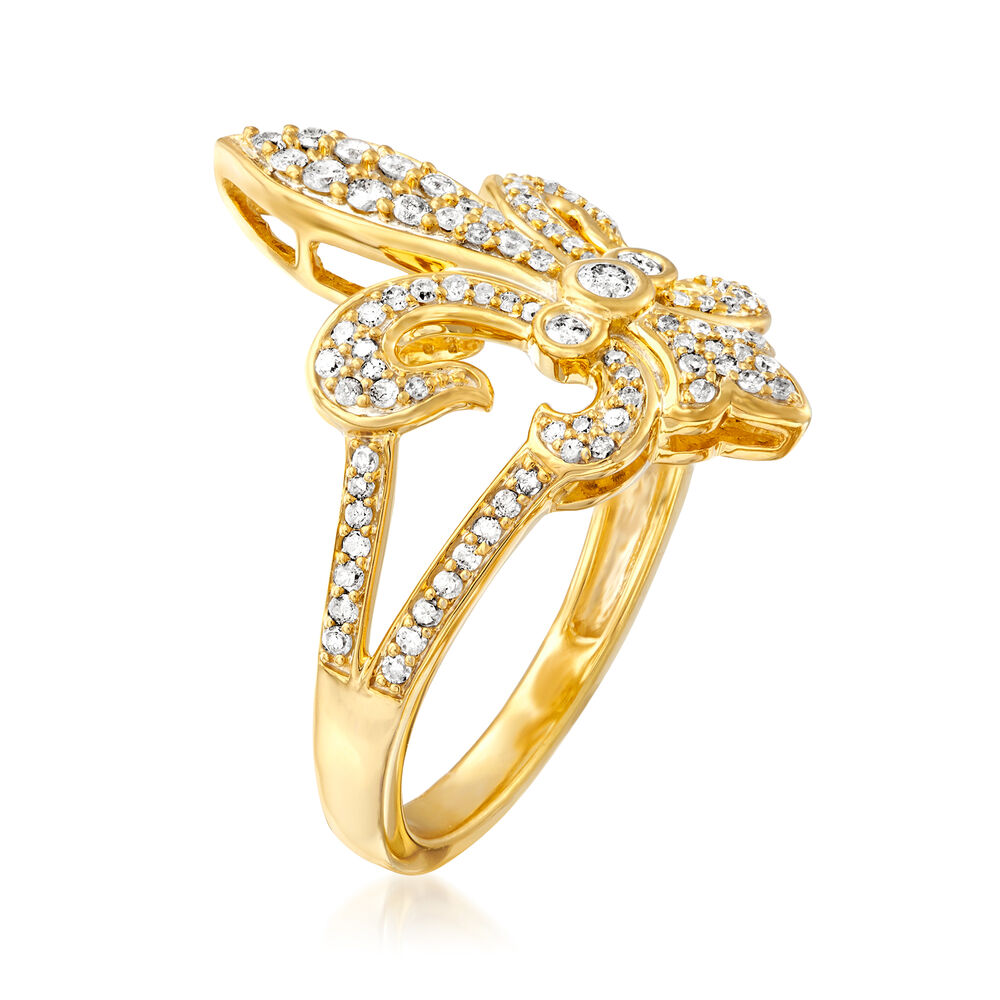 .50 ct. t.w. Diamond Fleur-De-Lis Ring in 18kt Gold Over Sterling ...