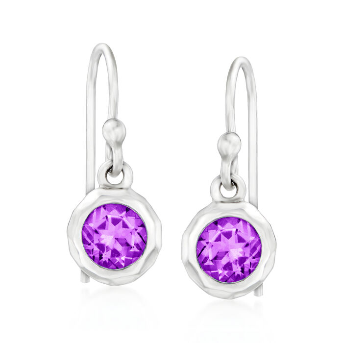 Zina Sterling Silver &quot;Contemporary&quot; .80 ct. t.w. Amethyst Drop Earrings