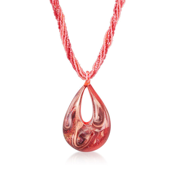 Italian Murano Glass Six-Strand Pendant Necklace in 18kt Gold Over Sterling