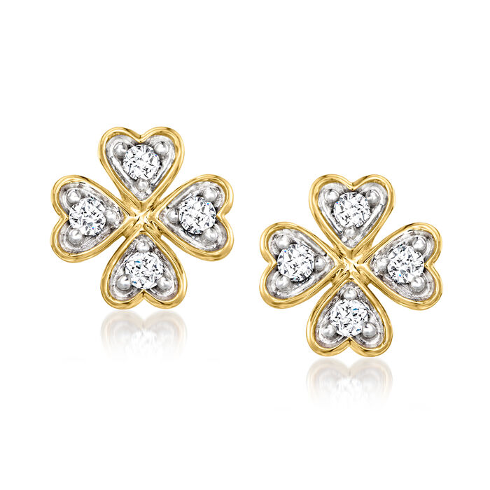 .15 ct. t.w. Diamond Four-Leaf Clover Earrings in 14kt Yellow Gold