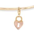 Italian 14kt Two-Tone Gold Heart Padlock Charm Bangle Bracelet