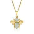 Jade Bumblebee Pendant Necklace in 18kt Gold Over Sterling