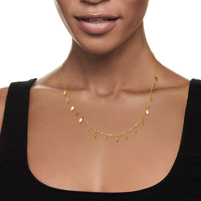 Italian 18kt Yellow Gold Leaf Station Necklace