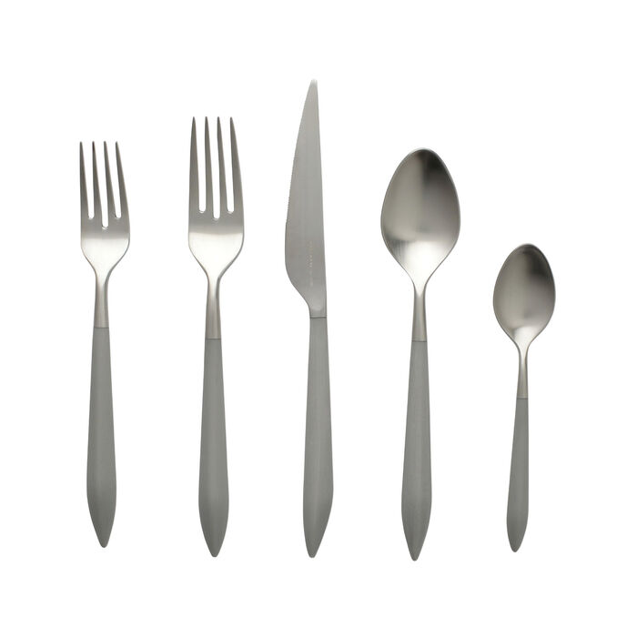 Vietri &quot;Ares Argento&quot; Light Gray 5-pc. 18/10 Stainless Steel Place Setting from Italy