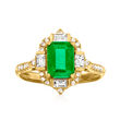 1.20 Carat Emerald and .48 ct. t.w. Diamond Ring in 18kt Yellow Gold