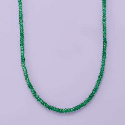 70.00 ct. t.w. Emerald Bead Necklace with 14kt Yellow Gold Magnetic Clasp