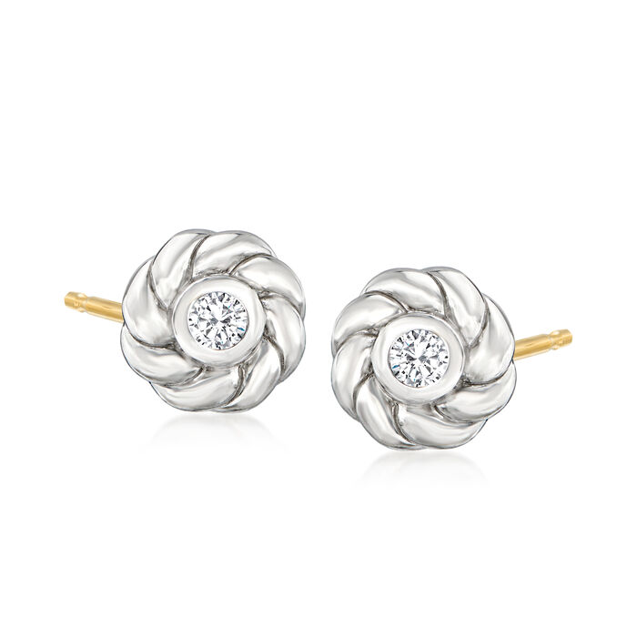 Judith Ripka &quot;Vienna&quot; .10 ct. t.w. Diamond Stud Earrings in Sterling Silver with 14kt Yellow Gold