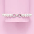 6mm Cultured Pearl Infinity Symbol Stretch Bracelet with Diamond Accents in Sterling Silver