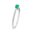 .20 Carat Emerald and .10 ct. t.w. Diamond Ring in 18kt White Gold