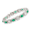 3.40 ct. t.w. Emerald and 5.08 ct. t.w. Diamond Mosaic Bracelet in 18kt White Gold