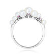 3-5.5mm Cultured Pearl Ring with .10 ct. t.w. Pink Sapphires in Sterling Silver
