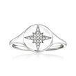 Diamond-Accented North Star Signet Ring in Sterling Silver