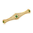C. 1960 Vintage .55 ct. t.w. Tourmaline and 1x1.5mm Pearl Bar Pin in 14kt Yellow Gold