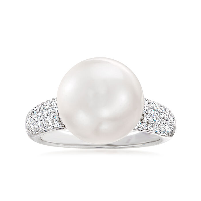 11-12mm Shell Pearl and .50 ct. t.w. CZ Ring in Sterling Silver