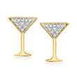 .10 ct. t.w. Diamond Martini Earrings in 18kt Gold Over Sterling