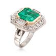 C. 1990 Vintage 7.74 Carat Emerald and 1.60 ct. t.w. Diamond Ring in 18kt Two-Tone Gold