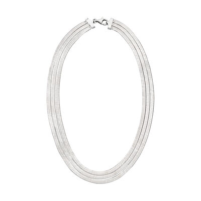 Italian Sterling Silver Layered Herringbone Necklace