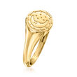Italian 14kt Yellow Gold Moon and Stars Signet Ring