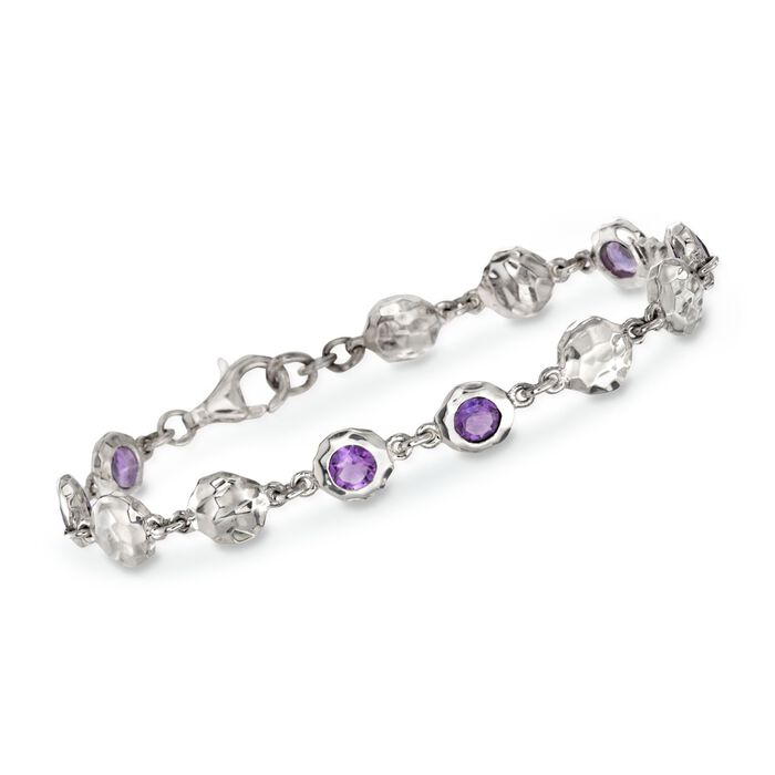 Zina Sterling Silver &quot;Ripples&quot; 1.74 ct. t.w. Amethyst Station Bracelet