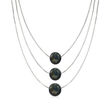 9-9.5mm Black Cultured Pearl Layered Three-Strand Necklace in Sterling Silver