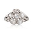 C. 1980 Vintage 1.15 ct. t.w. Diamond Floral Ring in Platinum