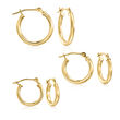 14kt Yellow Gold Jewelry Set: Three Pairs of 2mm Hoop Earrings