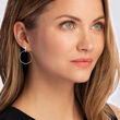 ALOR &quot;Classique&quot; .10 ct. t.w. Diamond Gray Stainless Steel Open-Circle Cable Drop Earrings with 18kt Yellow Gold