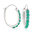 3.20 ct. t.w. Opaque Emerald Hoop Earrings in Sterling Silver