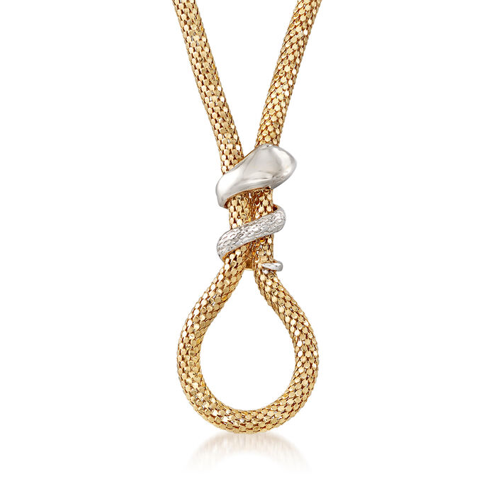 Italian Two-Tone Sterling Silver Snake Mesh Necklace