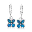 2.10 ct. t.w. London Blue Topaz Butterfly Drop Earrings in Sterling Silver