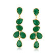 22.68 ct. t.w. Emerald Drop Earrings in 18kt Gold Over Sterling