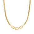 Italian 14kt Yellow Gold Curb and Paper Clip Link Necklace