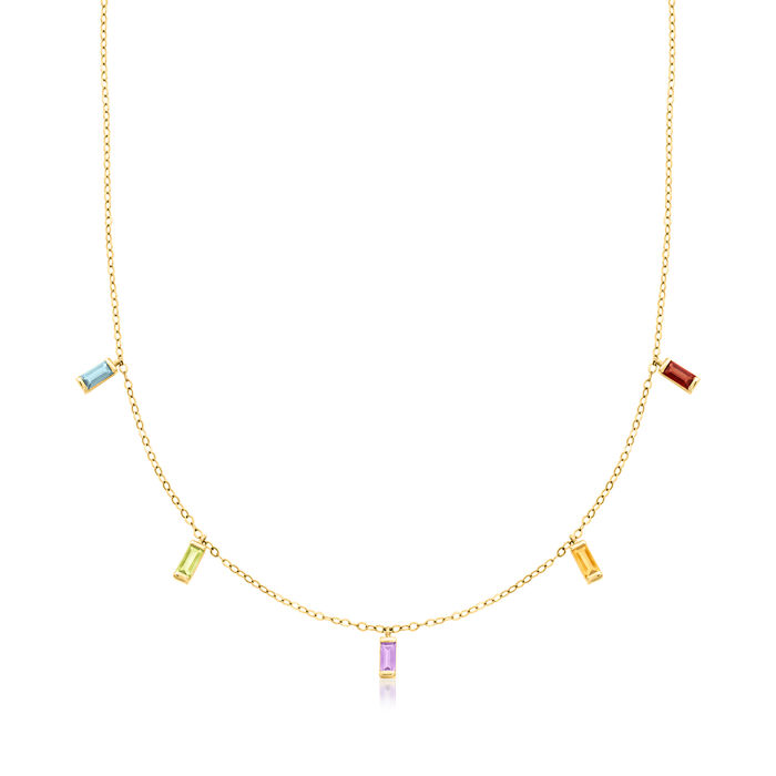 .50 ct. t.w. Multi-Gemstone Drop Necklace in 14kt Yellow Gold