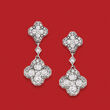 1.50 ct. t.w. Diamond Clover-Shaped Drop Earrings in Sterling Silver
