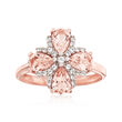 1.40. ct. t.w. Morganite and .10 ct. t.w. White Topaz Ring in 18kt Rose Gold Over Sterling