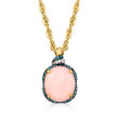 Pink Opal Pendant with .23 ct. t.w. Blue and White Diamonds in 14kt Yellow Gold