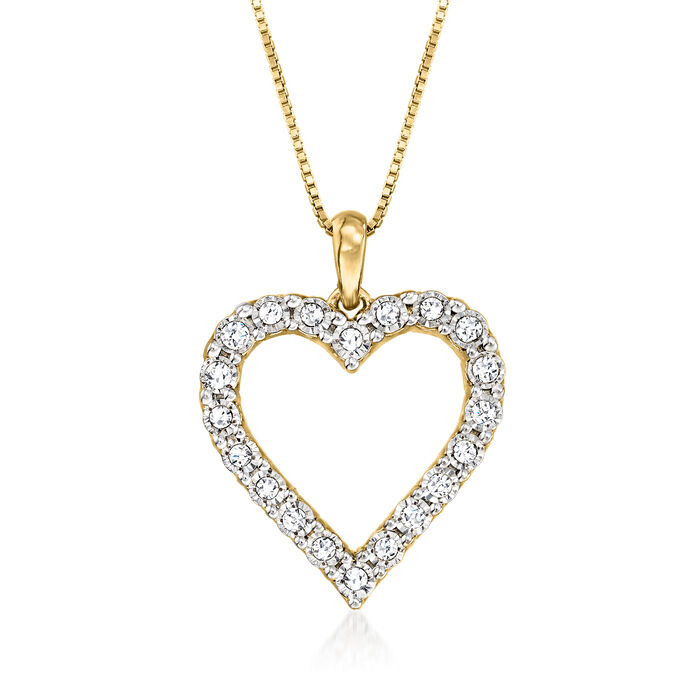 .30 ct. t.w. Diamond Heart Pendant Necklace in 18kt Gold Over Sterling