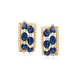 2.50 ct. t.w. Sapphire and .16 ct. t.w. Diamond Huggie Hoop Earrings in 14kt Yellow Gold