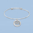 Italian Sterling Silver Tree of Life Adjustable Bangle Bracelet