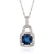 1.10 Carat Sapphire and .18 ct. t.w. Diamond Pendant Necklace in 14kt White Gold