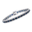 9.30 ct. t.w. Sapphire and 1.70 ct. t.w. Diamond Tennis Bracelet in 14kt White Gold