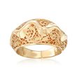 Italian 18kt Yellow Gold Floral Openwork Wave Ring