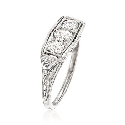 C. 1950 Vintage .75 ct. t.w. Diamond Filigree Ring in Platinum