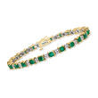 5.75 ct. t.w. Emerald and .92 ct. t.w. Diamond Bracelet in 14kt Two-Tone Gold