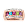 Personalized Ring with Diamond Accents in 14kt Gold - 3 to 7 Birthstones