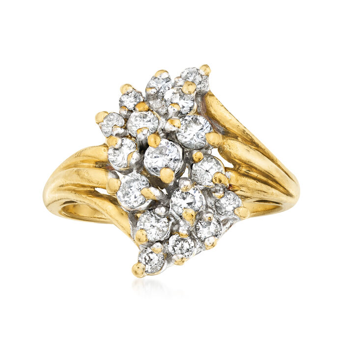 C. 1980 Vintage .75 ct. t.w. Diamond Cluster Ring in 14kt Yellow Gold